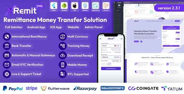 XRemit Pro - Remittance Money Transfer Full Solution