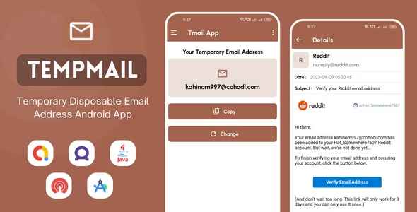 TempMail - Temporary Disposable Email Address App with AdMob Ads
