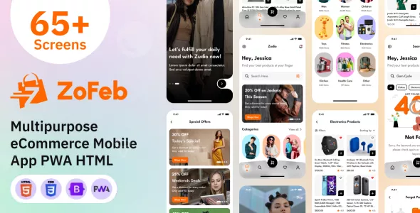 eCommerce Store Mobile App PWA HTML Template - ZoFeb